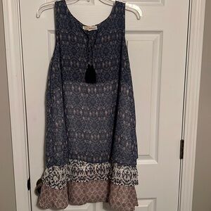 REWIND Boho Sleeveless Print Tiered Mini Dress, Size L